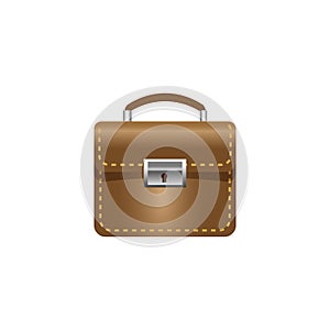 Briefcase sign illustration. Vector. Brown icon on white background.